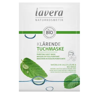 Lavera Klarende Tuchmaske mit naturlicher Salizylsaure & Bio-Minze (Oczyszczająca maska w płachcie `Kwas salicylowy i bio - mięta`)