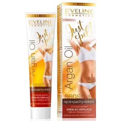 Eveline Cosmetics Just Epil! Argan Oil Sensitive, Ultradelikatny krem do depilacji miejsc wrażliwych