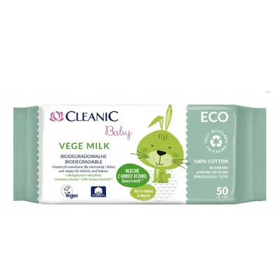 Cleanic Baby Eco, Vege Milk, Chusteczki nawilżane