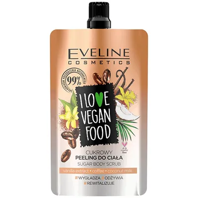Eveline Cosmetics I Love Vegan Food, Cukrowy peeling do ciała `Vanilla Latte`