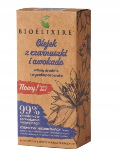 Bioelixire Olejek z czarnuszki i awokado włosy średnio i wysokoporowate