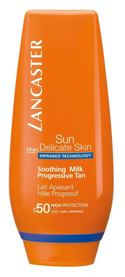 Lancaster Sun, Deliacte Skin, Soothing Milk Progressive Tan  SPF 50 (Łagodzące mleczko do skóry wrażliwej)