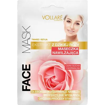 Vollare Cosmetics Face Mask, Ekstrakt z dzikiej róży, Maska do twarzy nawilżająca