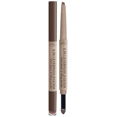 Wibo 2 in 1 Eyebrow System, Kredka i puder w gąbce do brwi