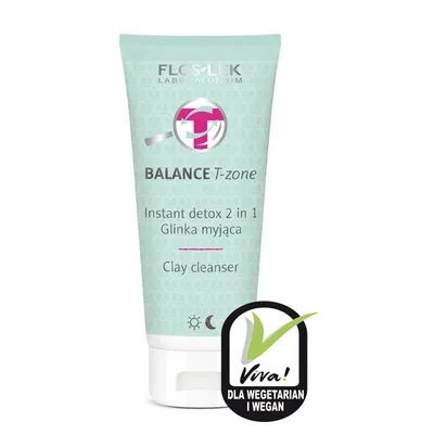 Floslek Balance T-zone, Instant detox 2 in 1, Clay Cleanser (Glinka myjąca)