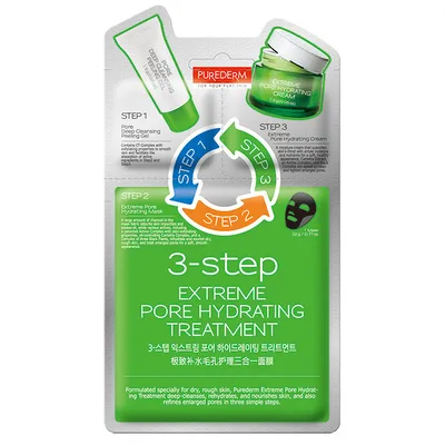 Purederm 3-step Extreme Pore Hydrating Treatment (3-etapowy intensywny zabieg zwężający pory)