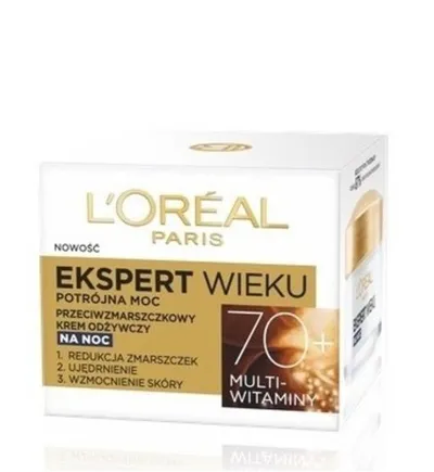 L'Oreal Paris Ekspert Wieku,  Przeciwzmarszczkowy krem odżywczy na noc 70+