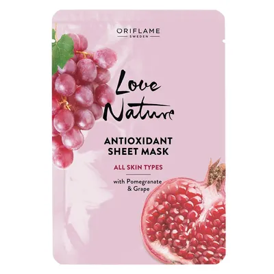 Oriflame Love Nature, Antioxidant Sheet Mask (Antyoksydacyjna maseczka do twarzy w płachcie)