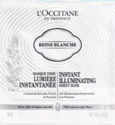 L'Occitane Reine Blanche Masque Tissu Lumiere Instantanee (Rozświetlająca maseczka w płachcie)