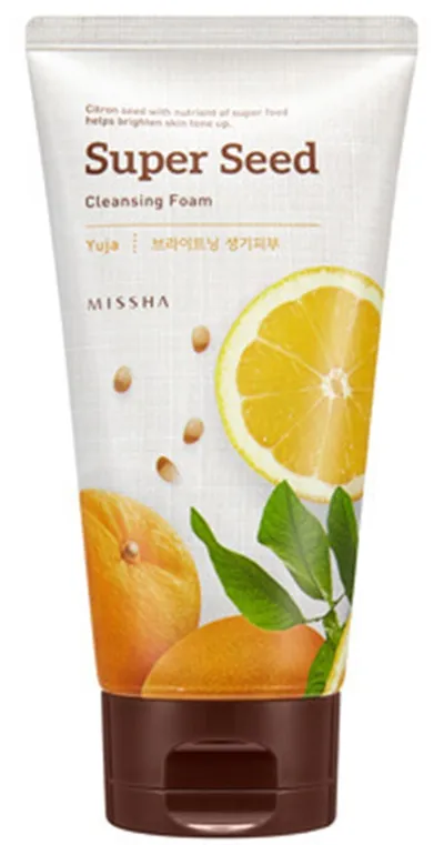 Missha Super Seed Cleansing Foam Yuja (Rozjaśniająco-nawilżająca pianka na bazie nasion Yuzu)