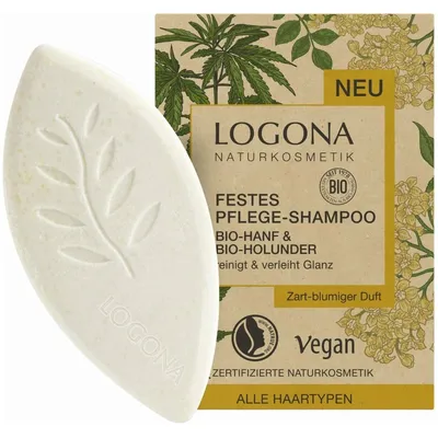 Logona Festes Shampoo Bio-Hanf & Bio-Holunder (Szampon do włosów z olejkiem konopnym i czarnym bzem)