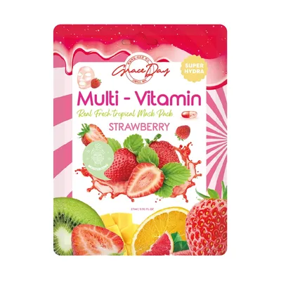 Grace Day Multi-Vitamin, Real Fresh Tropical Mask Pack, Strawberry (Maska w płachcie `Truskawka`)
