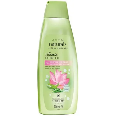 Avon Naturals, Vitamin Complex Shampoo & Conditioner 2 in 1 'Basil & Lotus Flower' (Witaminowy szampon i odżywka 2 w 1 'Bazylia i kwiat lotosu')