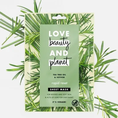 Love Beauty and Planet Tea Tree Oil & Vetiver Rapid Reset Face Sheet Mask (Maska w płachcie)