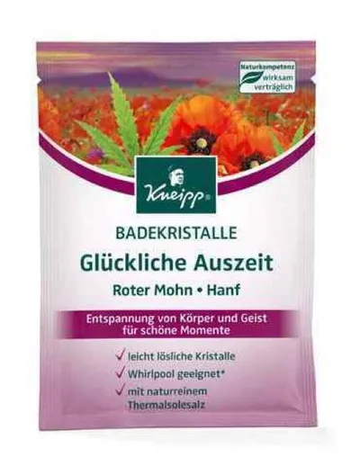 Kneipp Badekristalle Gluckliche Auszieht Roter Mohn - Hanf (Termalna sól do kąpieli `Czerwony mak - konopie`)