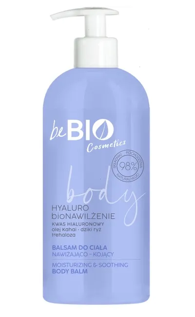 beBIO Hyaluro bioNawilżenie, Naturalny balsam do ciała z kwasem hialuronowym, trehalozą i ekstraktem z dzikiego ryżu