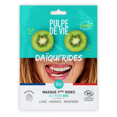 Pulpe de Vie Daiqui'Rides, Masque 1 Eres Rides Au Kiwi Bio (Przeciwzmarszczkowa maseczka w płachcie z bio bawełny)