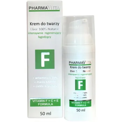 Pharma Vitta Vitamin F+C+E Formula, Elixir 100% Natural, Krem do twarzy intensywnie regenerująco - łagodzący