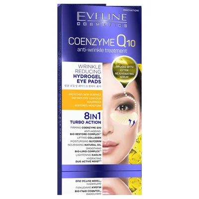 Eveline Cosmetics Coenzyme Q10 Anti-wrinkle Treatment, Przeciwzmarszczkowe hydrożelowe płatki pod oczy z koenzymem Q10