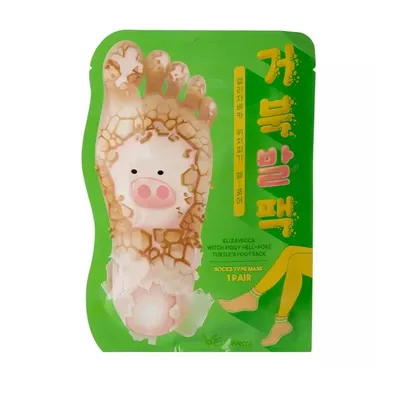 Elizavecca Witch Piggy Hell, Pore Turtle's Foot Pack (Złuszczająco-odświeżająca maska do stóp w skarpetkach)