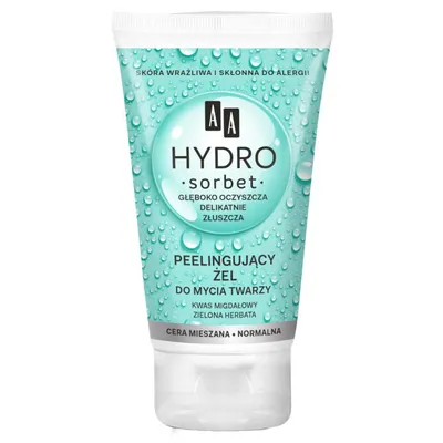 AA Hydro Sorbet, Peelingujący żel do mycia twarzy cera normalna i mieszana