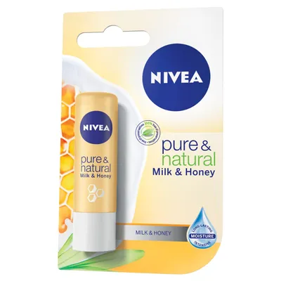 Nivea Pure & Natural, Milk & Honey (Pomadka ochronna z mlekiem i miodem)