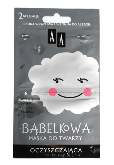 AA Bąbelkowa maska do twarzy oczyszczająca `Aktywny węgiel i ekstrakt z aceroli`