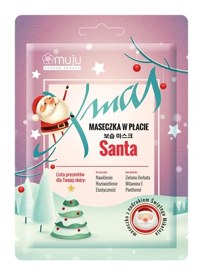 Muju XMAS, Maseczka nawilżająca w płacie `Santa`