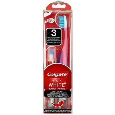 Colgate Max White, Expert White, Zestaw wybielający: szczoteczka do zębów z aplikatorem