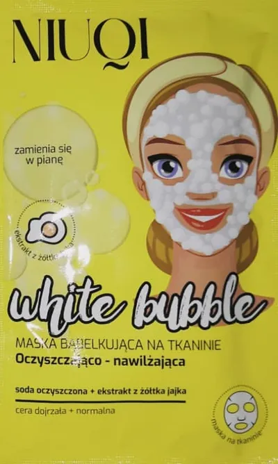 Niuqi White Bubble, Maska bąbelkująca na tkaninie oczyszczająco - nawilżająca