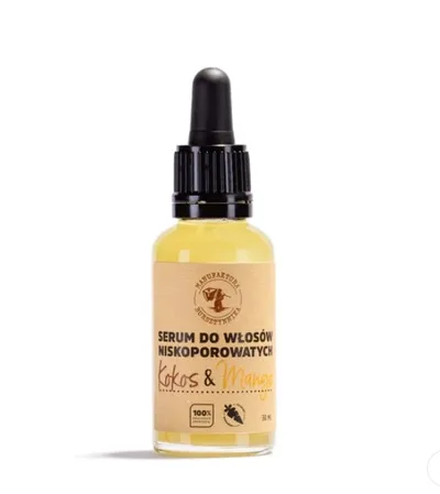Manufaktura Bursztynnika Kokos & Mango, Serum do włosów niskoporowatych