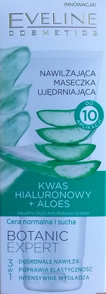 Eveline Cosmetics Botanic Expert, Nawilżająca maseczka ujędrniająca `Kwas hialuronowy+aloes`