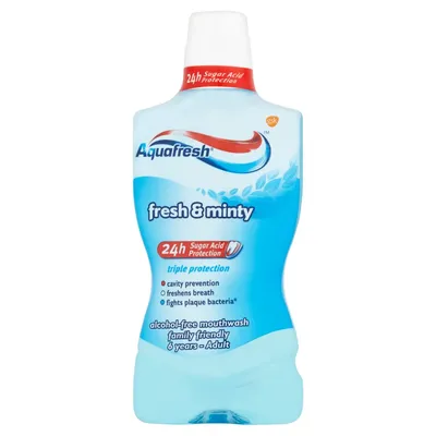 Aquafresh Family, Triple Protection Fresh & Minty Mouthwash Alcohol-Free (Płyn do płukania jamy ustnej)