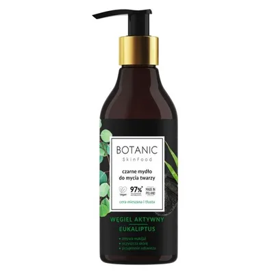 Botanic Skin Food Czarne mydło do mycia twarzy `Węgiel aktywny i eukaliptus`