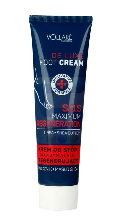Vollare Cosmetics De Luxe, Foot Cream SOS Maximum Regeneration (Maksymalnie regenerujący krem do stóp `Mocznik i masło shea`)
