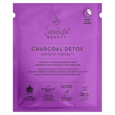 Seoulista Beauty Charcoal Detox Instant Facial Mask (Węglowa maseczka w płachcie oczyszczająca pory)