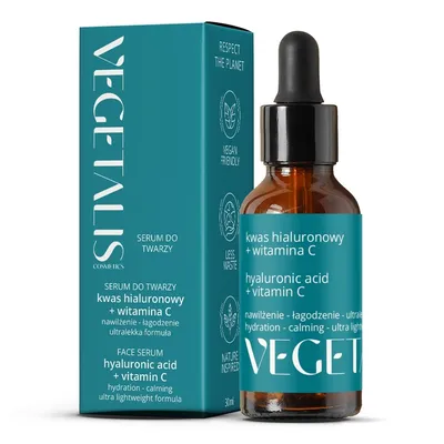 Vegetalis Cosmetics Hyaluronic Acid + Vitamin C Face Serum (Serum z kwasem hialuronowym i witaminą C)