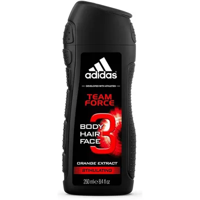 Adidas Team Force, 3 in 1 Body Hair Face Shower Gel Stimulating (Żel pod prysznic 3w1 dla mężczyzn)