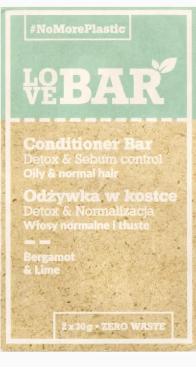 LoveBar Conditioner Bar Detox & Sebum Control Oily & Normal Hair (Odżywka w kostce włosy normalne i tłuste `Detox & normalizacja`)