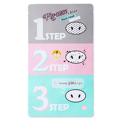 Holika Holika Pig-nose, Clear Blackhead 3-step Kit (Oczyszczające plasterki na nos)