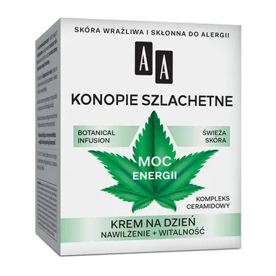AA Moc Roślin, Konopie Szlachetne, Krem na dzień do cery wrażliwej i skłonnej do alergii `Nawilżenie + Witalność`
