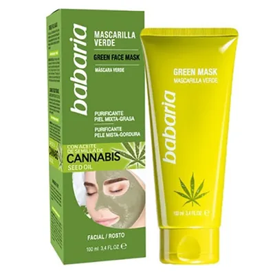 Babaria Natural Cosmetics Cannnabis Green Mask (Oczyszczająca maseczka peel-off z olejkiem z nasion konopi)