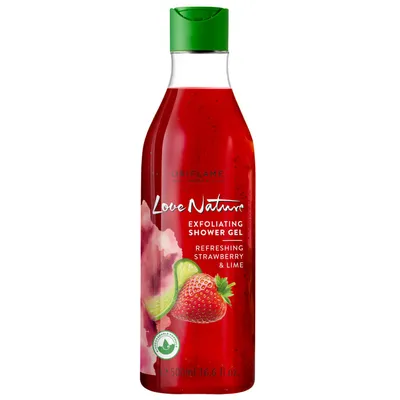Oriflame Love Nature, Refreshing Strawberry & Lime, Exfoliating Shower Gel (Złuszczający żel pod prysznic z truskawką i limonką)