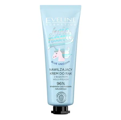 Eveline Cosmetics Holo Hand, Nawilżający krem do rąk z błękitnym holo-pyłkiem `Blue Unicorn `