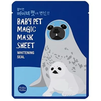 Holika Holika Baby Pet Magic Mask Sheet, Whitening Seal (Maska w płacie do każdego rodzaju skóry rozjaśniająca przebarwienia)