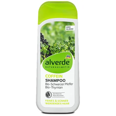 Alverde Coffein, Shampoo mit Schwarzer Pfeffer & Thymian (Szampon kofeinowy z czarnym pieprzem i tymiankiem)