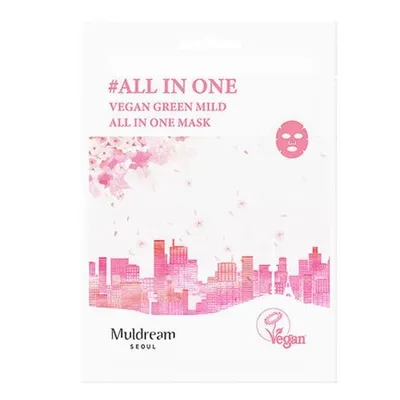 Muldream Vegan Green Mild - All In One Mask (Antyoksydacyjna maska w płachcie z wąkrotą azjatycką)