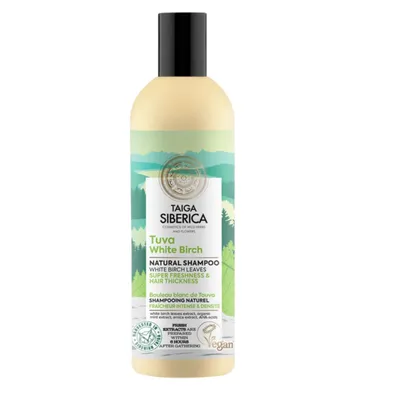Natura Siberica Taiga Siberica, Tuva White Birch Natural Shampoo (Wegański szampon do włosów z białą brzozą `Intensywne odświeżenie i pogrubienie`)