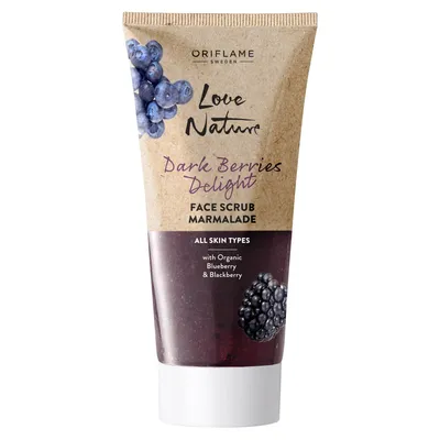 Oriflame Love Nature, Face Scrub with Organic Blueberry & Blackberry (Scrub do twarzy z owocami jagodowymi)