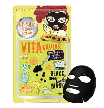 Dewytree Vita Caviar Black Sheet Mask (Regenerująca maska w płachcie ​​z kawiorem do twarzy)